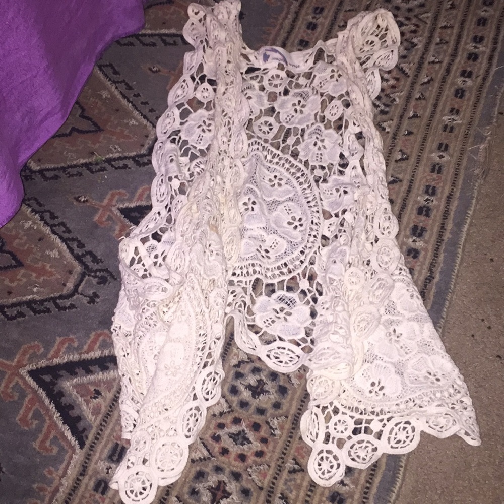 Light lace crochet vest